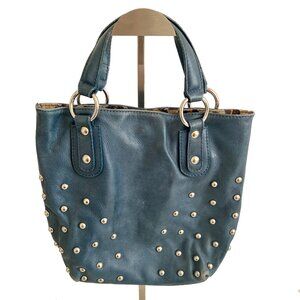 Maurizio Taiuti Blue Tote Bag with Silver Studs